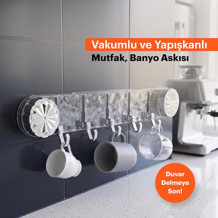 ve Yapışkanlı Askı – Mutfak ve Banyo İçin Delme Gerektirmeyen Duvar Askılığı