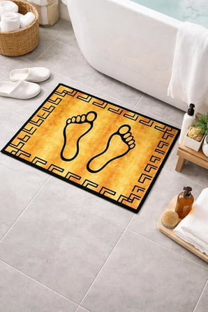 Banyo Ayak Paspası, Sarı, Süngerli, Modern Stil, Ayak Havlusu
