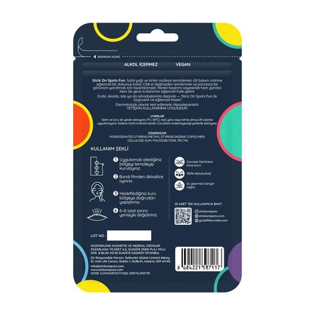 ON SPOTS SOS Band Fun Pimple Patch Hidrokolloid Sivilce ve Akne Bandı 20 Adet