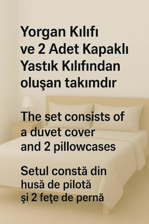 Çift Kişilik Desenli Nevresim Takımı, Lavanta Motifli, 200 x 230 cm, 2 Adet Kapaklı Yastık Kılıfı, Mor