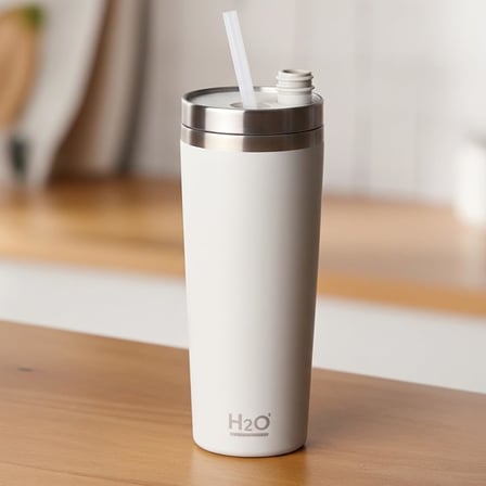 Gri Paslanmaz Çelik Pipetli Termos Kupa - 660 ml Büyük Boy (Venti) - Sıcak ve Soğuk Tutan Mug - Araç ve Ofis Tipi Bardak (GRİ)