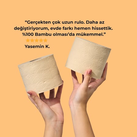 Bambu "Extra Uzun Rulo" 16 Tuvalet Kağıdı NAKED Doğal Bej