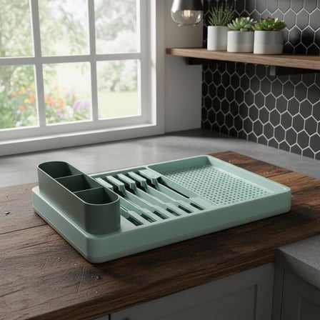 Aqua Gri Tezgah Üstü Bulaşıklık - 42x26x12 cm Pratik Tabak ve Bardak Kurutma Rafı - Modern Mutfak Organizeri 2 Renk Seçeneği (YEŞİL)
