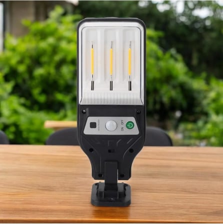 Pt-2980 Solar Duvar Lambası, 3 COB LED, Hareket Sensörü, Uzaktan Kumanda, Siyah