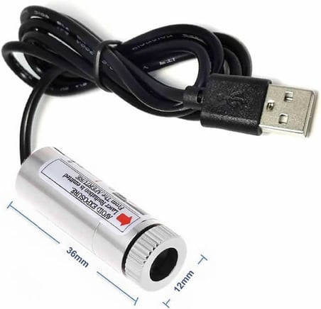 Kablolu 5mW 650nm Nokta Çizgi Lazer Modül 1 Metre Kablo Lens ile Odak Ayarlı 12mm Çap DVM.101.549