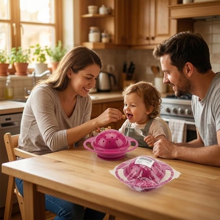 ve Çocuklar İçin Vakumlu Mama Tabağı - Bölmeli ve Kapaklı Beslenme Seti - Kaymaz Tabanlı Silikon Mama Kabı - BPA İçermez (pembe)