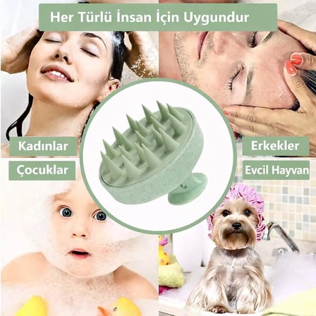 Tarağı Yumuşak Silikon Saç Yıkama & Saç Derisi Masaj Tarağı, Kadın Toka, Lastik Toka Seti, Kız Çocuk (Yeşil)