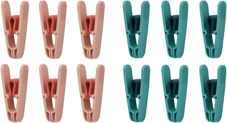 Mandalı, Yaysız Plastik, Paslanmaz, Dayanıklı, Renkli, 12 Adet (12, Pembe - Mavi)