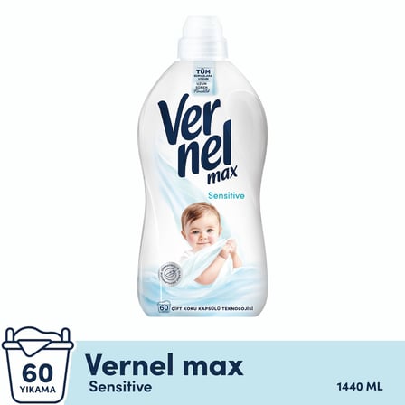 Max Sensitive Alerjik Ciltler için Boya İçermeyen 60 Yıkama Konsantre Çamaşır Yumuşatıcısı (1 x 1440 mL)