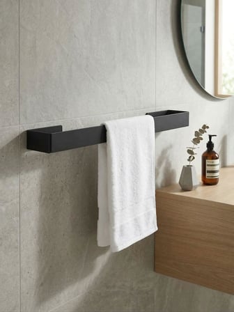 40 Cm Yapışkanlı Havlu Askısı Metal Havluluk Delmeden Montaj Banyo Havlu Askılığı Mutfak Havlu Tutucu Lavabo Yanı Havlu Askısı Siyah Duvar Havluluk (Siyah)