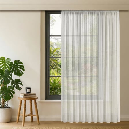Fabric Design Lüks İpeksi Dokulu Bambu Kırışmaz Ütü Gerektirmez Ekru 200x250 Pilesiz (1 x 1) YÜKSEK KALİTELİ TÜL PERDE