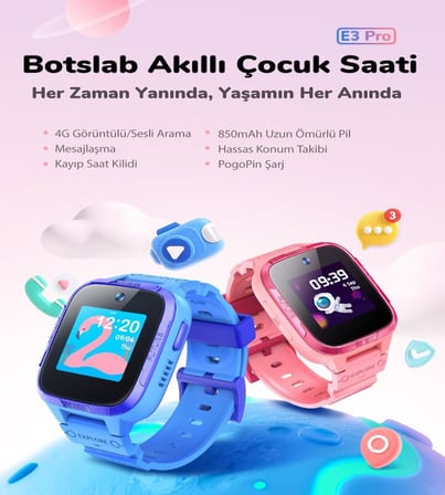 Botslab E3 PRO Akıllı Çocuk Saati (Pembe)