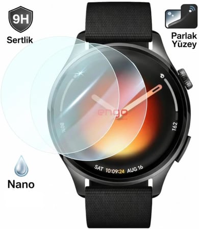 Xiaomi Watch 5 İle Uyumlu Ekran Koruyucu Çizilmeye Dayanıklı Akıllı Saat Koruması, 9H Temperli Kırılmaz Esnek Nano Cam, HD Şeffaf 2 Adet