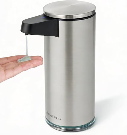 Sensörlü Otomatik Sıvı Sabunluk | Şarjlı Paslanmaz Çelik | 380ml 5 Kademeli Dozaj | Temassız Hijyenik | Banyo ve Mutfak | Metalik Gri