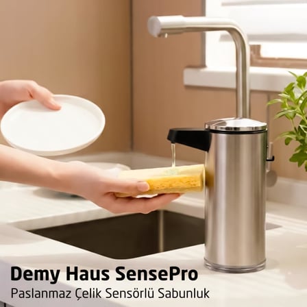 Sensörlü Otomatik Sıvı Sabunluk | Şarjlı Paslanmaz Çelik | 380ml 5 Kademeli Dozaj | Temassız Hijyenik | Banyo ve Mutfak | Metalik Gri