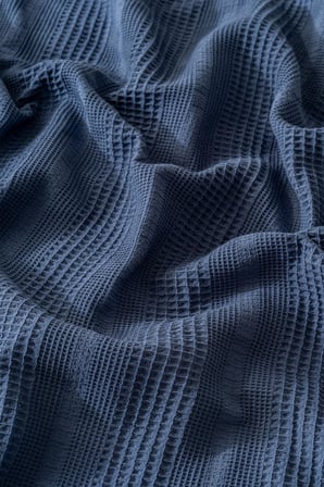 100% Pamuk Pike Tek Kişilik, Waffle Bordür Desenli Yatak Örtüsü, Hafif Yazlık Pike, Denizli Üretimi Kaliteli Yatak Örtüsü (Koyu Mavi Tek Kişilik Pike 160x220 cm)