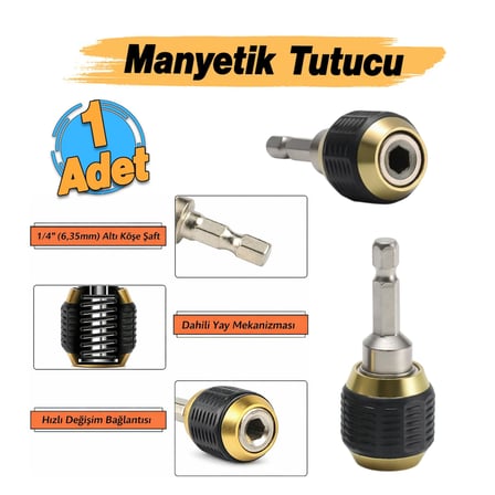 Mıknatıslı Speed Bits Uç Tutucu 1/4" Matkap Uyumlu Pratik Sök Tak Hızlı Bilyalı Emniyetli