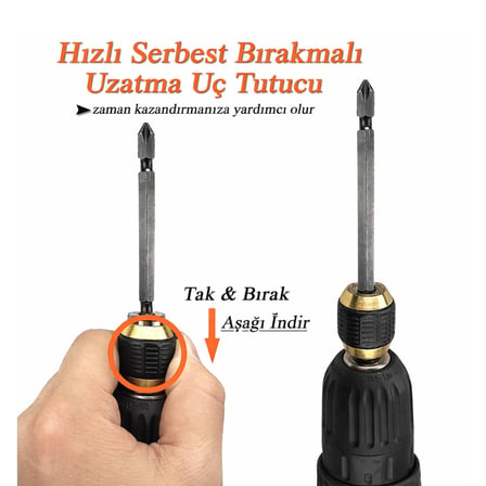 Mıknatıslı Speed Bits Uç Tutucu 1/4" Matkap Uyumlu Pratik Sök Tak Hızlı Bilyalı Emniyetli