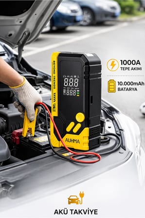 A8844 Akü Takviye Cihazı & Hava Kompresörü - 10000mAh Powerbank, 150 PSI, 1000A Peak, LED Fener