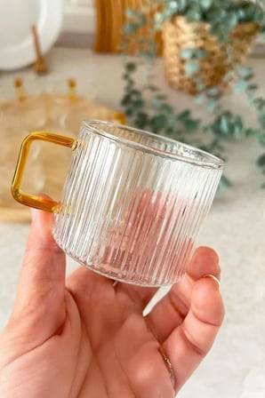 6'lı Kulplu Cam Çay Kahve Espresso Bardak Fincan Seti 150 ml