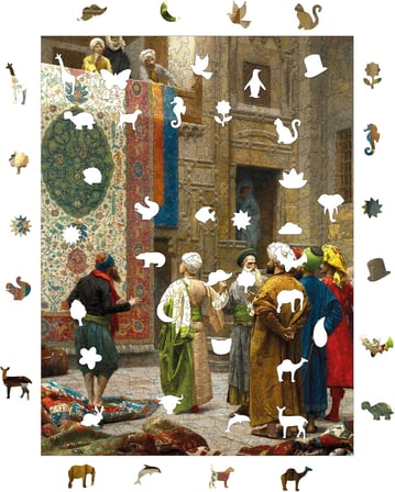 Puzzle Yetişkin - Halı Tüccarı - 450 Parça, 29 x 39 cm - Yapıştırıcı Folyo Dahil - Benzersiz Şekilli Parçalar & Özel Figürler - R1-40