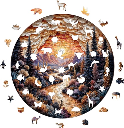 Puzzle Yetişkin - Altın Dağlar - 252 Parça, 29 x 29 cm - Yapıştırıcı Folyo Dahil - Benzersiz Şekilli Parçalar & Özel Figürler - A1-18