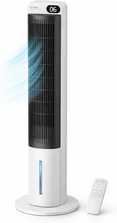 Tipi Kule Tipi Vantilatör & Soğutucu – 70W Güçlü Hava Akışı, 3 Kademe Hız, 3L Su Tanklı Nemlendirici, 24 Saat Zamanlayıcı, Sessiz Çalışma (29 dB), Uzaktan Kumandalı, LCD Ekranlı
