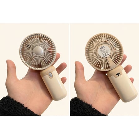 El Vantilatörü 3 Kademeli Hız Ayarlı Mini Fan – Taşınabilir Cep Fanı, Type-C USB Şarjlı 500mAh 2W Sessiz Güçlü Soğutma
