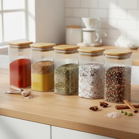6'Li Set 520 Ml Bambu Kapakli Kare Cam Kavanoz 6X15 Cm Vakumlu Ekstra Uzun Boy Seffaf Erzak Kabi Spagetti Makarna Kahve Bakliyat Ve Mutfak Duzenleyici Saklama Kutusu