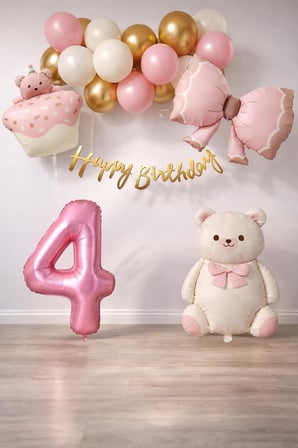 Ayıcık Temalı Kız Bebek Konsept Doğum Günü Seti (9)