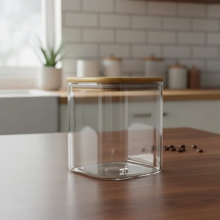 10x15 cm Bambu Kapaklı Kare Cam Saklama Kavanozu - Vakumlu Uzun Boy Şeffaf Erzak Kabı Bakliyat ve Kuruyemiş Saklama Kutusu Mutfak Düzenleyici Organizatör