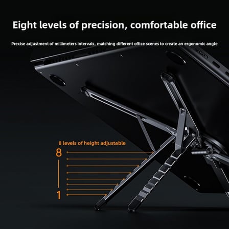 Çok Fonksiyonlu Stand Cep Telefonu Notebook Tablet için, MagSafe ile Uyumlu, Yüksek Güçlü Mıknatıs, Alüminyum, Tablet ve Laptop için Ergonomik, 8 Yükseklik Kameli, E05, Gri