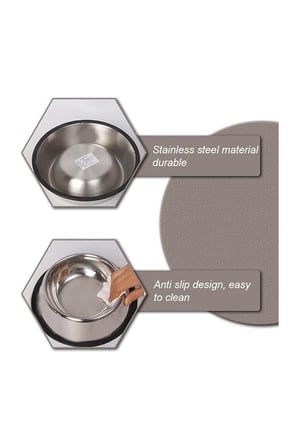 Paslanmaz Çelik Kedi Mama Ve Su Kabı, Köpek Çelik Mama Kabı, Kaymaz Lastikli Taban, Dayanıklı Besleme Tası, Kolay Temizlenebilir, 16 oz/500 ml (2 Adet) (2 Adet 22 Cm)