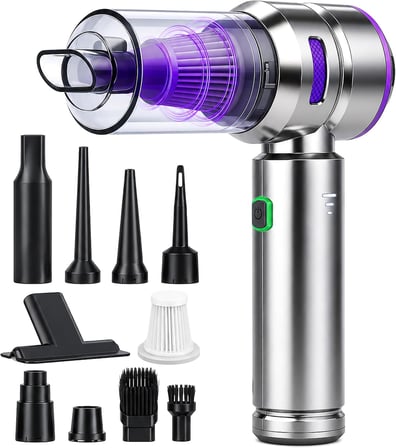 Kablosuz Şarjlı Araç İçi Süpürge 110 W Güçlü Vakum & Üfleme Şişirme Cihazı El Süpürgesi HL121