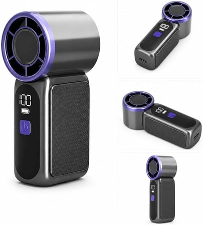 9cmx4cm Ultra Mini En Küçük El Fanı Taşınabilir Şarjlı Dijital Göstergeli Ayarlanabilir Hız Kademeli Taşınabilir Soğutucu Fan Usb-C Şarjlı Masaüstü Seyahat Ofis Kamp Için Vantilatör Fs-24