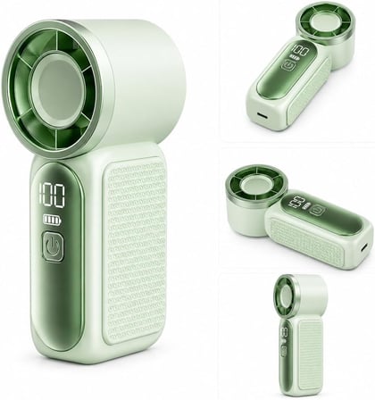 9cmx4cm Ultra Mini En Küçük El Fanı Taşınabilir Şarjlı Dijital Göstergeli Ayarlanabilir Hız Kademeli Taşınabilir Soğutucu Fan Usb-C Şarjlı Masaüstü Seyahat Ofis Kamp Için Vantilatör Fs-24