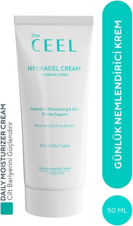 Ceel Yoğun Nemlendirici Jel Yüz Kremi 50 ml, Hyalüronik Asit ve Panthenol ile Cilt Bariyeri Destekleyici, Aloe Vera Özlü Su Bazlı Ferahlatıcı Bakım ve Makyaj Bazı
