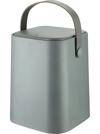 Tutma Saplı İç Kovalı Tezgah Üstü Mutfak Çöp Kovası, 8 Litre, Kilitli Kapak, Click Kapak, 24x24x30 cm (GRİ, 8 LİTRE)