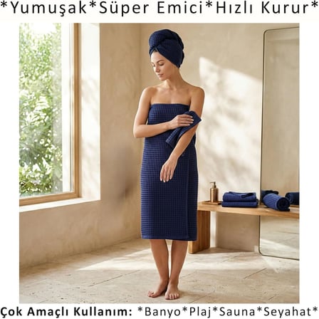 Waffle Banyo Havlusu, 80x160 cm Büyük Boy Havlu Pakette 1-Adet