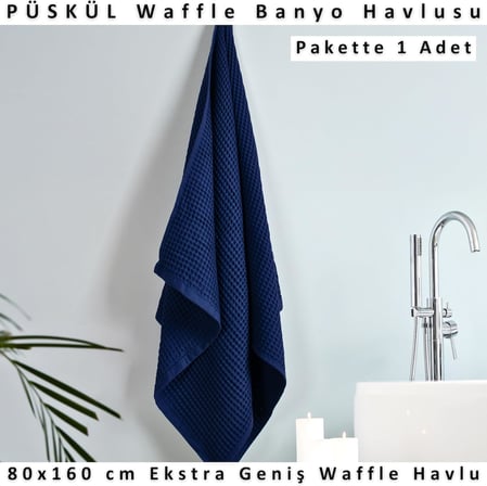 Waffle Banyo Havlusu, 80x160 cm Büyük Boy Havlu Pakette 1-Adet