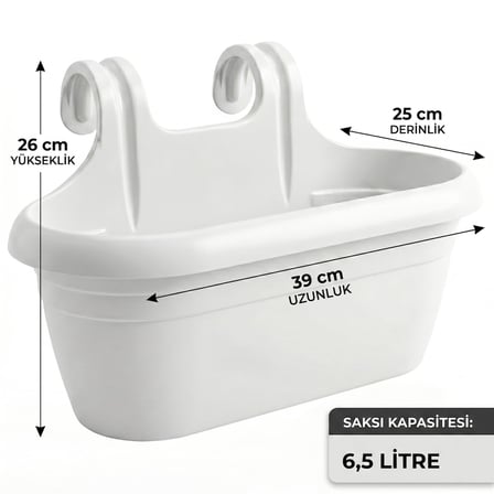 Balkon Saksısı Askılı Drenaj Izgaralı Denge Aparatlı Plastik Saksı (2 Adet, Yeşil)