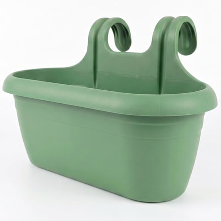 Balkon Saksısı Askılı Drenaj Izgaralı Denge Aparatlı Plastik Saksı (2 Adet, Yeşil)
