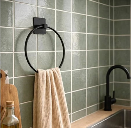Banyo aksesuar seti,Yuvarlak Havluluk,Fön makinesi askısı,Tuvalet kağıdı tutucu, Delme Gerektirmez,vida gerektirmez (Set2)