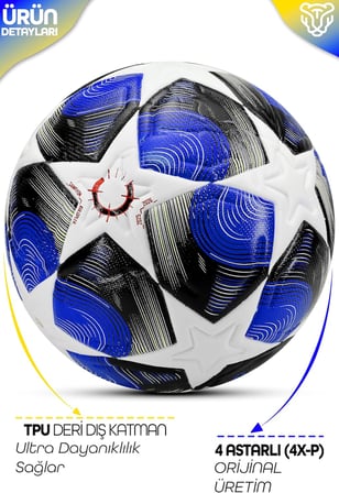 PRO-Serisi Futbol Topu Şampiyonlar Ligi Lazer Kesim Pompa Dahil Halı Saha Maç Futbol Topu Mavi 520
