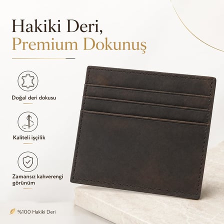 Hakiki Deri Kartlık Cüzdan Erkek – El Yapımı Slim Minimalist Tasarım – 7 Kart Bölmeli & Orta Para Bölmeli – İnce, Dayanıklı, Premium Deri Kartlık Cüzdan, Günlük Kullanım - Kahverengi