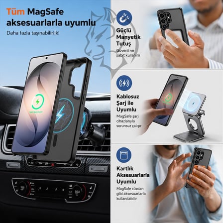 Manyetik Telefon Kılıfı, [Mag-Safe ile Uyumlu] [Askeri Düzey Düşme Koruması] [Güçlü Silikon Kenarlar] İnce Yarı Saydam Mat Koruyucu Kılıf (Mor, Samsung S26 Ultra)
