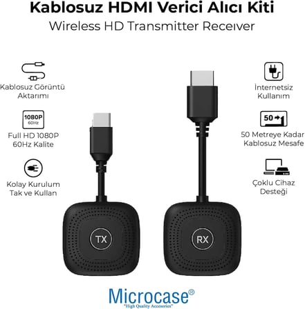Kablosuz HDMI Verici Alıcı Kiti / 1080P 60Hz Görüntü Aktarımı/TV, Projeksiyon, Notebook, PC ile Uyumlu - S1 HDMI - AL5761