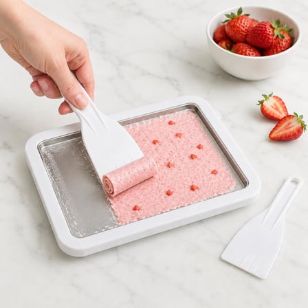 Tipi Spatulalı Rulo Dondurma Tavası, Kore Tarzı Tatlı ve Yoğurt Bowl Hazırlama Aparatı, Elektriksiz Soğutma Tepsisi