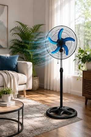 80W Güçlü Vantilatör 56cm Isı Yalıtımlı Motor 5 Pervaneli MPIA Ev Ofis Ayaklı Fan