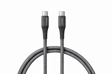 Type C-C ÖRGÜLÜ 60Watt PD Hızlı Şarj Kablosu, REMORAX Wahoo (2Ad x 2Metre Füme)